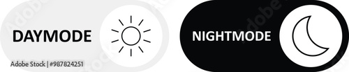 Day and night toggle switch icons set. Collection of on off. Sun and Moon icons for dark light mood. Dark mode and light mode switch button for website and mobile app. day night modes switch isolated.