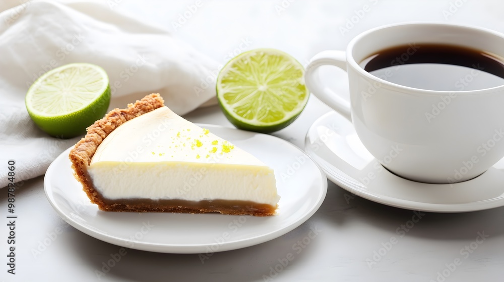 Slice of Classic Key Lime Pie Coffee Cozy Composition Slice of Classic Key Lime Pie Coffee Cozy Composition