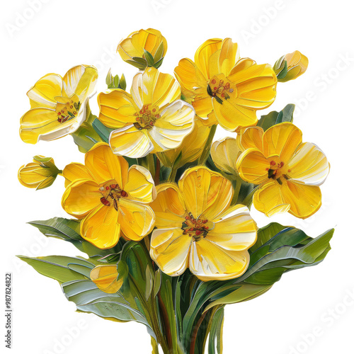 Isolated yellow pansy blossoms with orange hues, a vibrant spring floral macro