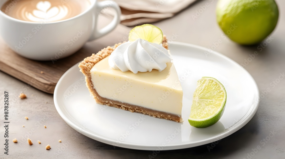 Slice of Classic Key Lime Pie Coffee Cozy Composition Slice of Classic Key Lime Pie Coffee Cozy Composition