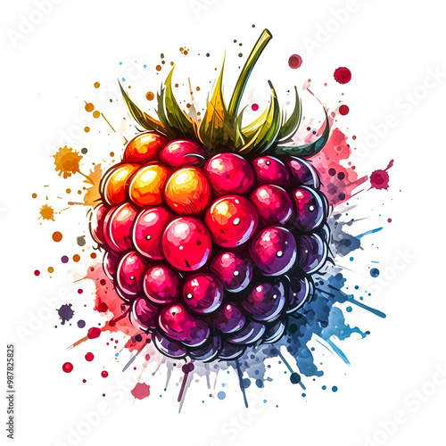 A tayberry vector painting art illustration on a white background.
 photo