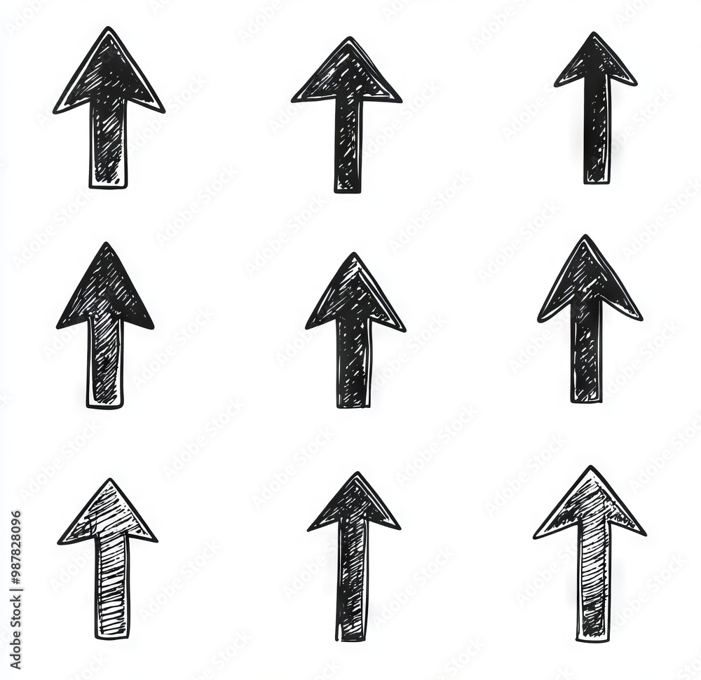 Black arrow icons set on a white background, a simple vector ...