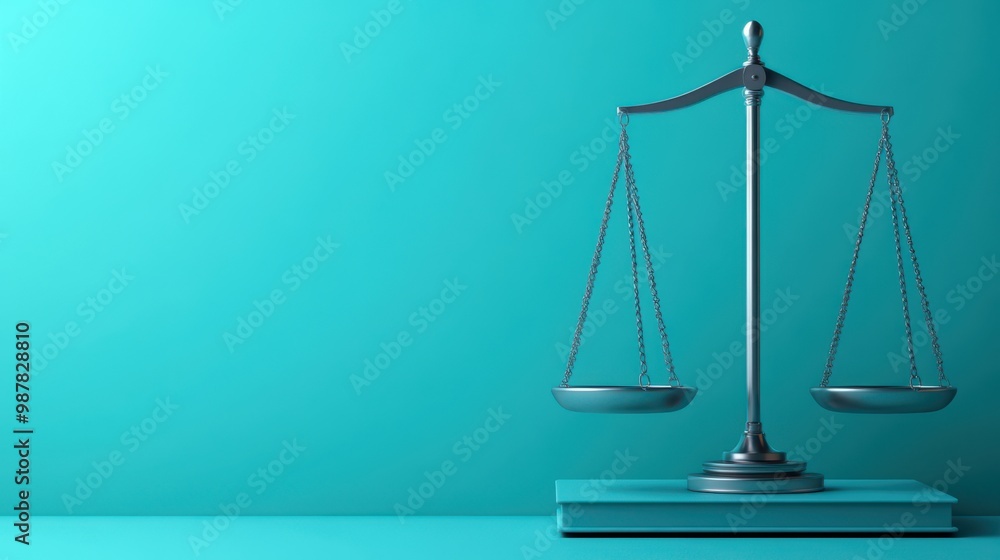 Justice Scale on Teal Background Justice Scale on Teal Background