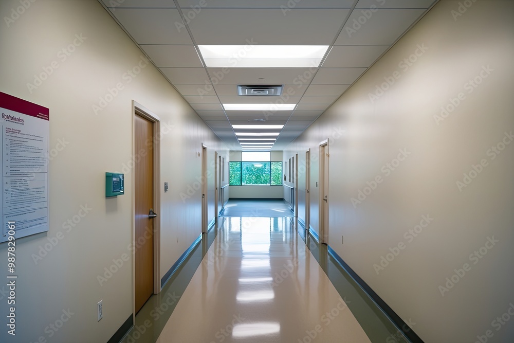 Immaculate Clinic Hallway Bathed in Natural Light Immaculate Clinic Hallway Bathed in Natural Light