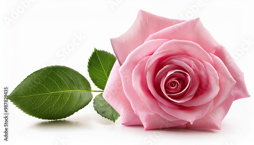 Fresh pink rose isolated on White Background 