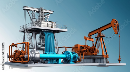 Wallpaper Mural oil rig, pumping unit and drilling equipment Torontodigital.ca