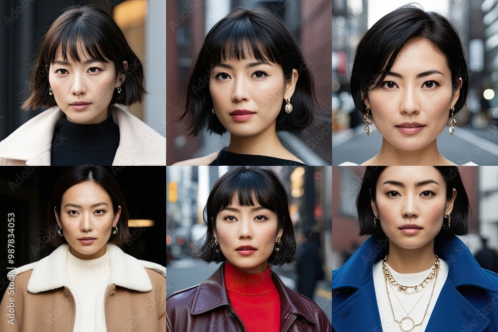 Elegant Urban Portraits of Japanese Women Highlighting Beauty and Fashion Trends Elegant Urban Portraits of Japanese Women Highlighting Beauty and Fashion Trends