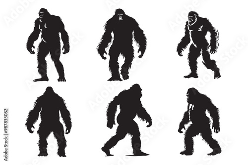 Bigfoot Silhouette Vector Mysterious Bigfoot Silhouette Vector