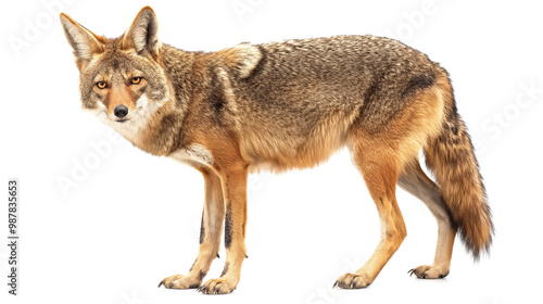 A Solitary Coyote Staring Intensely, Captivating with its Wild Essence