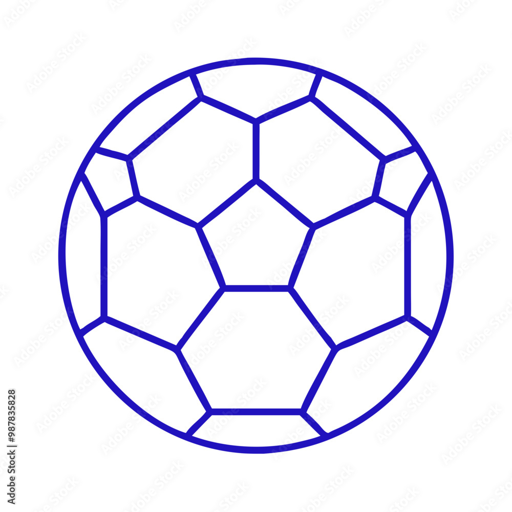 Obraz premium Soccer Ball Icon in Minimalist Style, Blue Outline, Modern Design