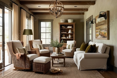 Wallpaper Mural Cozy Rustic Family Room Featuring Cotton Recliner and Olive Decorative Pillows Torontodigital.ca