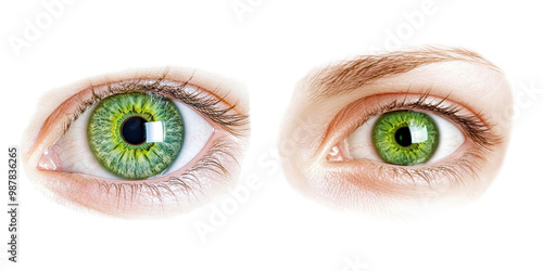 Green eye isolated on a transparent background