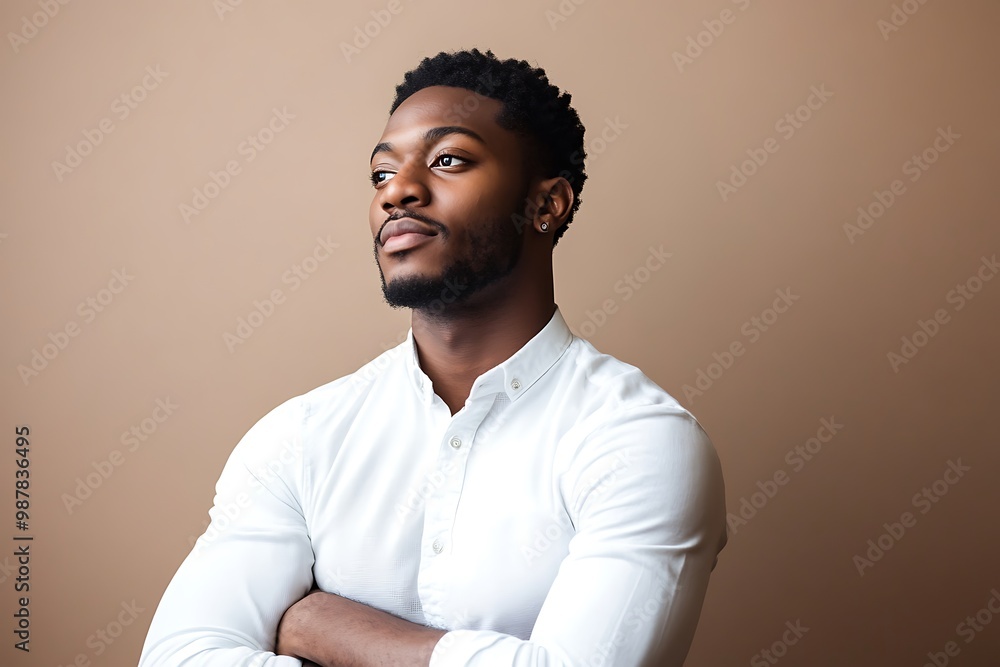Obraz premium Confident businessman with arms crossed posing in studio