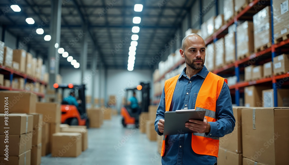 Man inspecting boxes in a busy logistics center, highlighting efficiency in inventory management.
Man inspecting boxes in a busy logistics center, highlighting efficiency in inventory management.