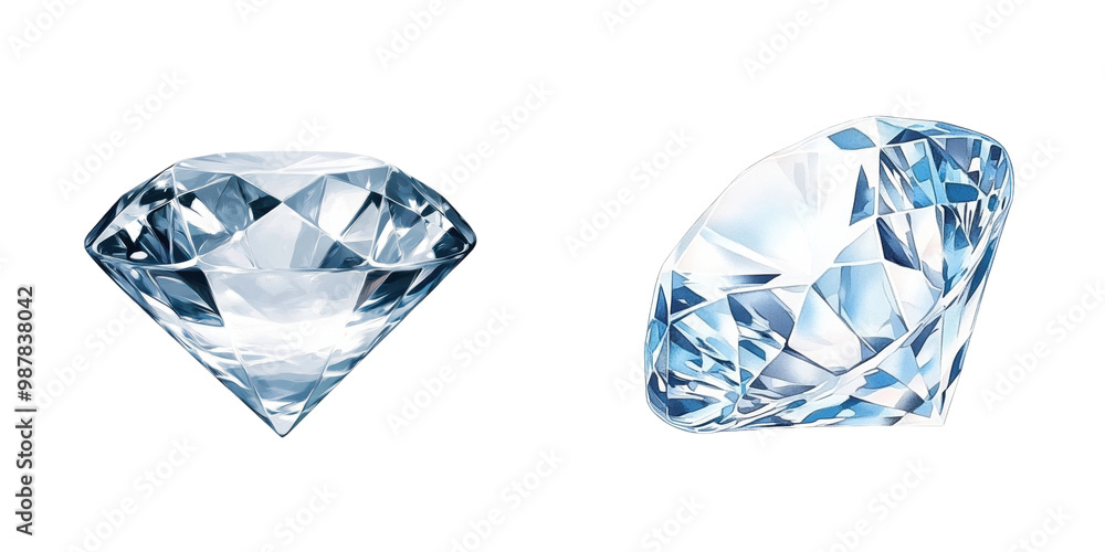 Two sparkling diamonds, isolated on a transparent background Two sparkling diamonds, isolated on a transparent background