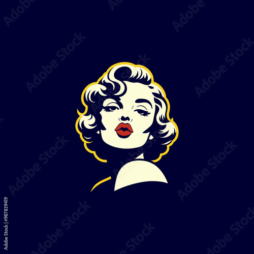 stencil silhouette pin up girl kiss pose logo