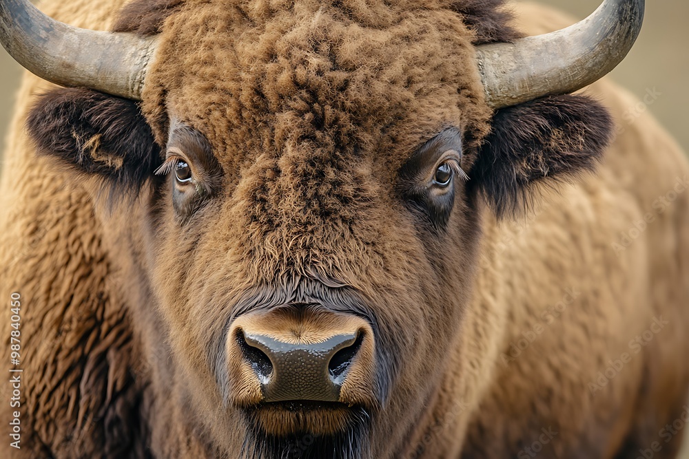 Close up portrait of a majestic European Bison Close up portrait of a majestic European Bison