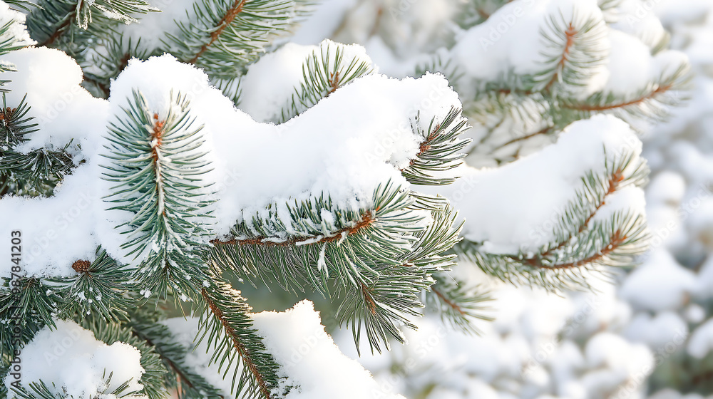 Close up of a pine tree blanketed in snow during the winter season background Close up of a pine tree blanketed in snow during the winter season background