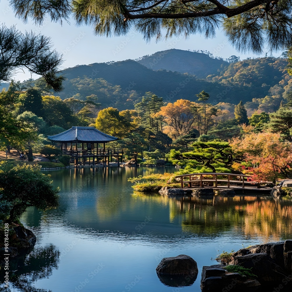 Fototapeta premium Stunning lake view intertwined with vibrant cultural traditions picture