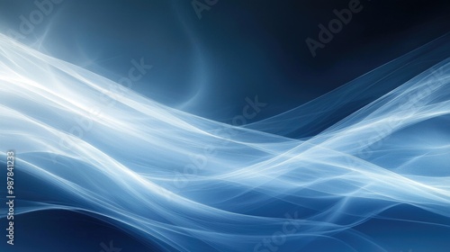 Ethereal blue abstract waves of light