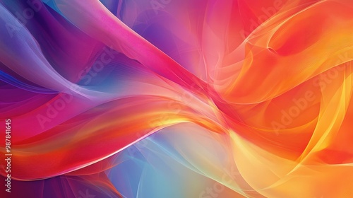 Abstract Swirling Gradient Pattern in Hues of Red, Orange, Yellow, and Blue