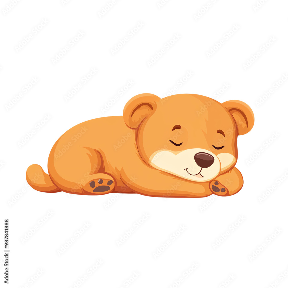 Cute sleeping bear cartoon character on a white isolated background. transparent background Cute sleeping bear cartoon character on a white isolated background. transparent background