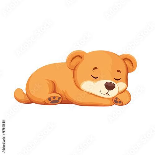 Cute sleeping bear cartoon character on a white isolated background. transparent background