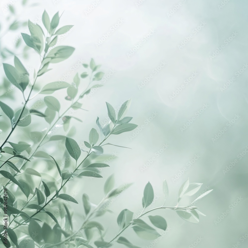 Soft, light green foliage on a blurred background. Soft, light green foliage on a blurred background.