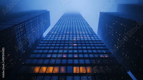 Wallpaper Mural A Cityscape of Skyscrapers in the Evening Fog Torontodigital.ca