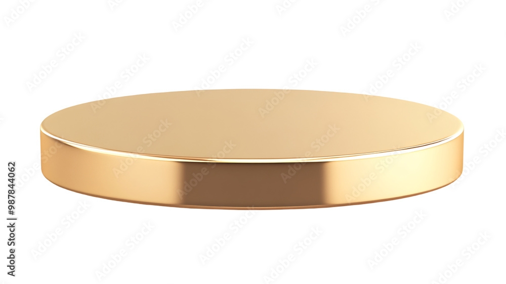 Shiny gold round podium for cosmetic product display or presentation Shiny gold round podium for cosmetic product display or presentation