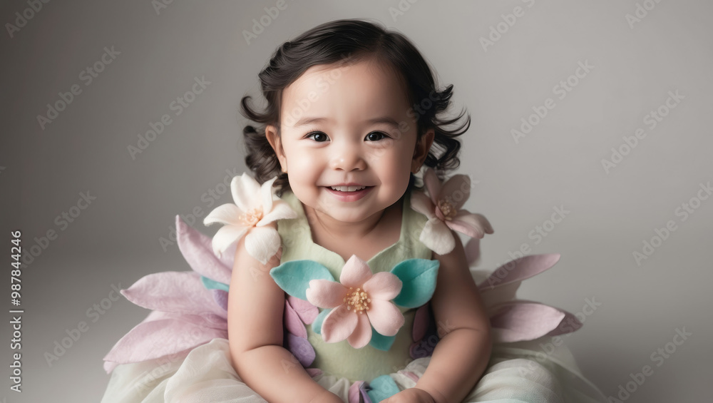 Studio portrait of a girl in a flower costume Studio portrait of a girl in a flower costume