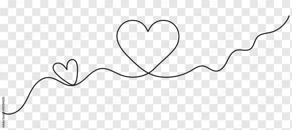 One continuous drawing of heart and color shape love sign. Thin contour and romantic symbol for greeting card and web banner in simple linear style. Editable stroke. Doodle outline vector illustration One continuous drawing of heart and color shape love sign. Thin contour and romantic symbol for greeting card and web banner in simple linear style. Editable stroke. Doodle outline vector illustration