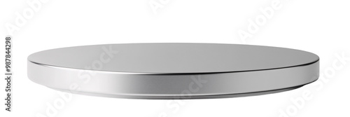Silver round podium for cosmetic product display