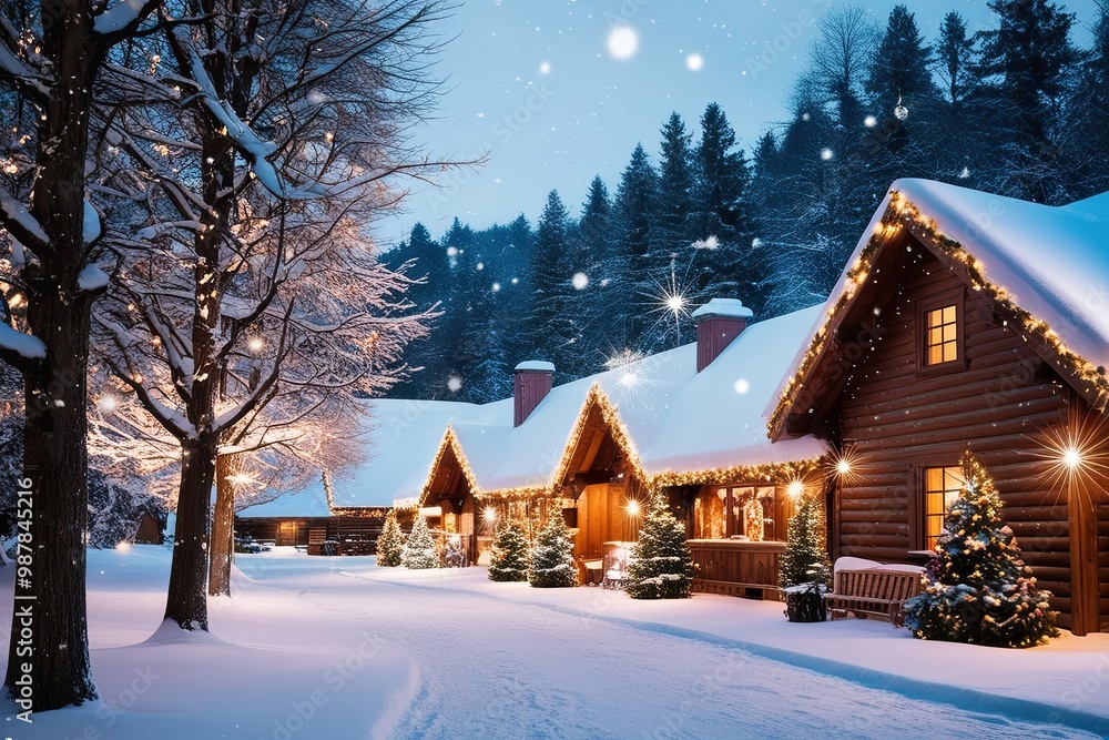 Naklejka premium Winter Wonderland Bliss with Sparkling Snow and Festive Cheer