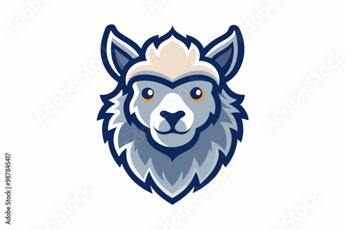 Alpaca head mascot logo design vector illustration