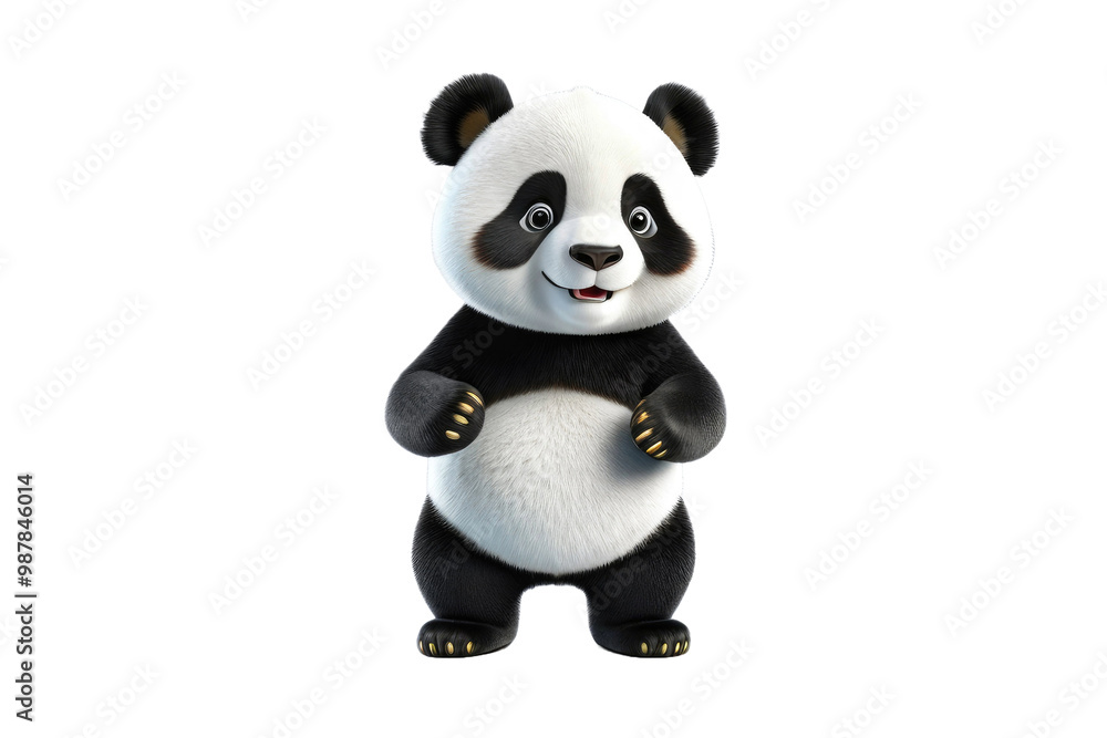 3D cartoon panda, beaming, joyfully posed, entire body displayed, elegantly isolated on a pristine white backdrop, ultra clear, high quality stock photo, centered, full of life, vibrant, high contrast 3D cartoon panda, beaming, joyfully posed, entire body displayed, elegantly isolated on a pristine white backdrop, ultra clear, high quality stock photo, centered, full of life, vibrant, high contrast