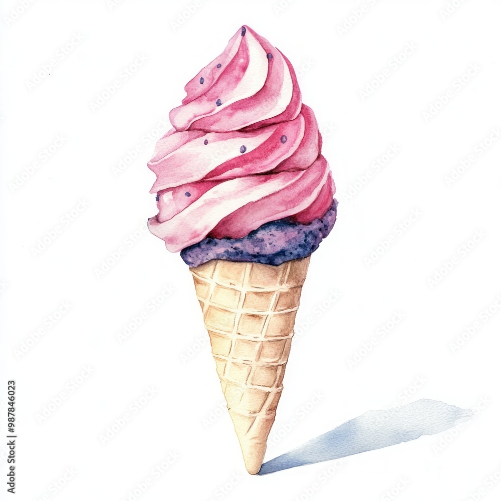 Delicious Swirled Ice Cream Cone Illustration Delicious Swirled Ice Cream Cone Illustration