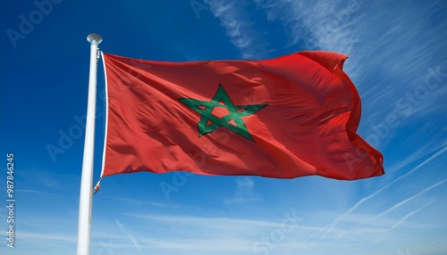 モロッコの国旗(waving national flag of Morocco.) 