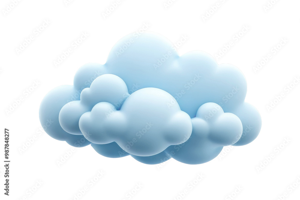 Single 3D cartoon cloud, full body, centered, cut-out, isolated on white background, high-resolution stock photograph, ultra-clear, ultra realistic Single 3D cartoon cloud, full body, centered, cut-out, isolated on white background, high-resolution stock photograph, ultra-clear, ultra realistic