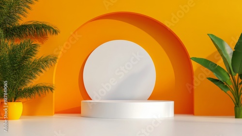 Vibrant abstract display featuring geometric shapes and colorful backgrounds ...
