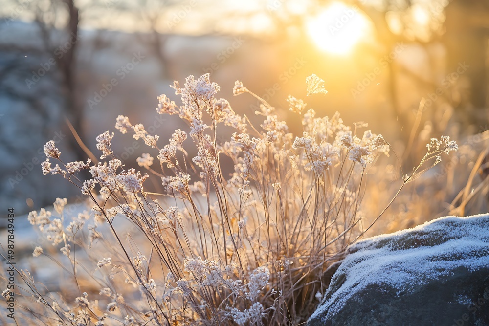 Frosty Flowers at Sunrise, Nature Photography Frosty Flowers at Sunrise, Nature Photography