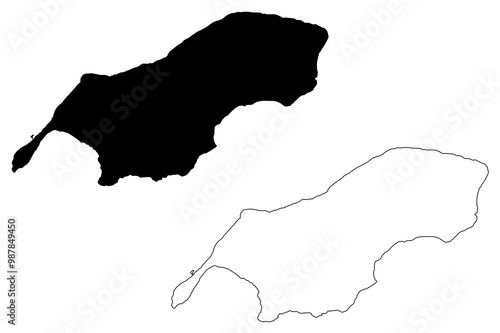 Rota Municipality, Commonwealth of the Northern Mariana Islands (United States of America, USA,  Mariana Archipelago) map vector illustration, scribble sketch Rota island map