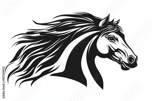 Horse Head On White Background