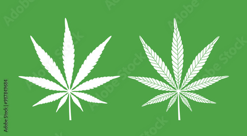 Cannabis marijuana hemp logo. Isolated hemp on green background
