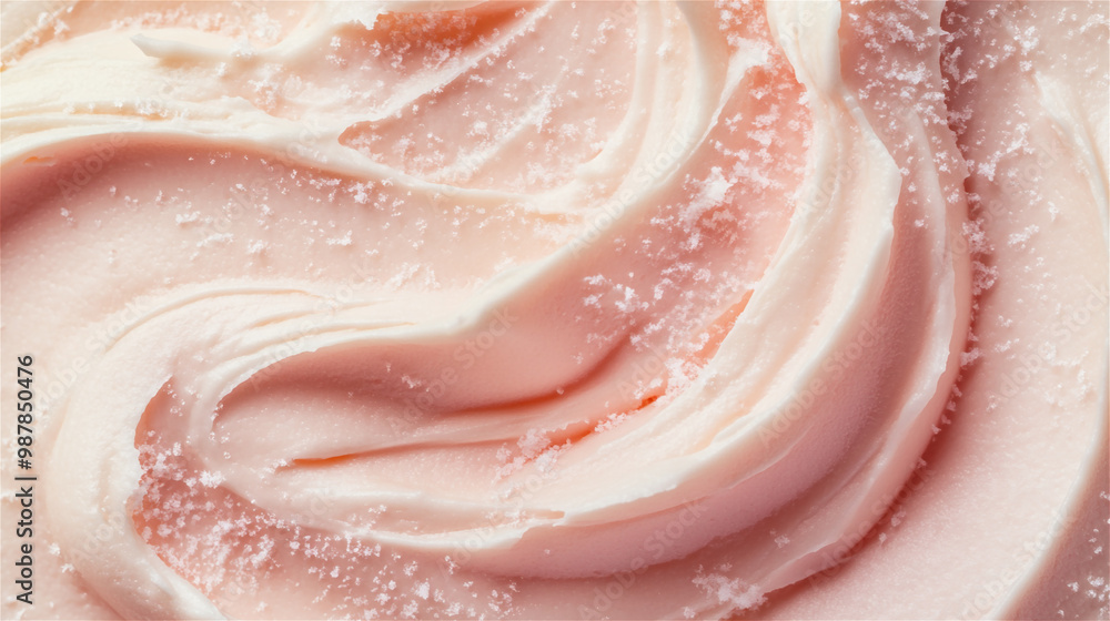 Close up detailed photo of a smudged creamy material with some powder on top. Cosmetic or food product. Textured background with copy space Close up detailed photo of a smudged creamy material with some powder on top. Cosmetic or food product. Textured background with copy space