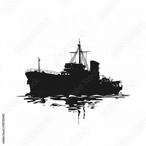 Shipwreck Silhouette, Illus...