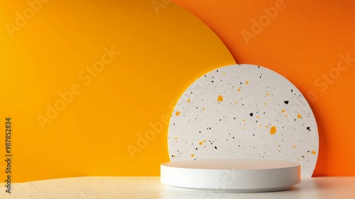 Vibrant abstract display featuring geometric shapes and colorful backgrounds ...