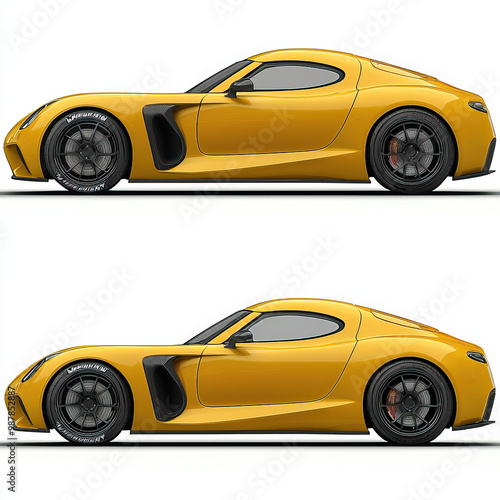 Yellow Sports Car Isolated