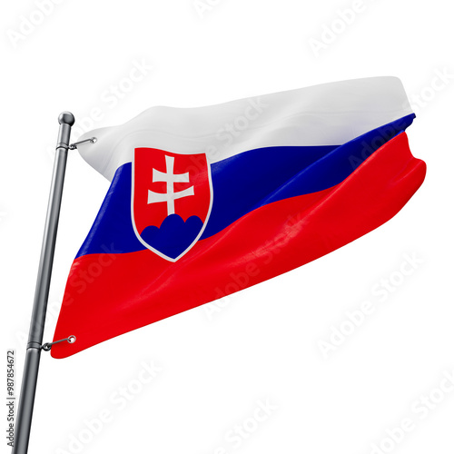 Photography Asset 3D Realistic Flag of Slovakia with Transparent Background