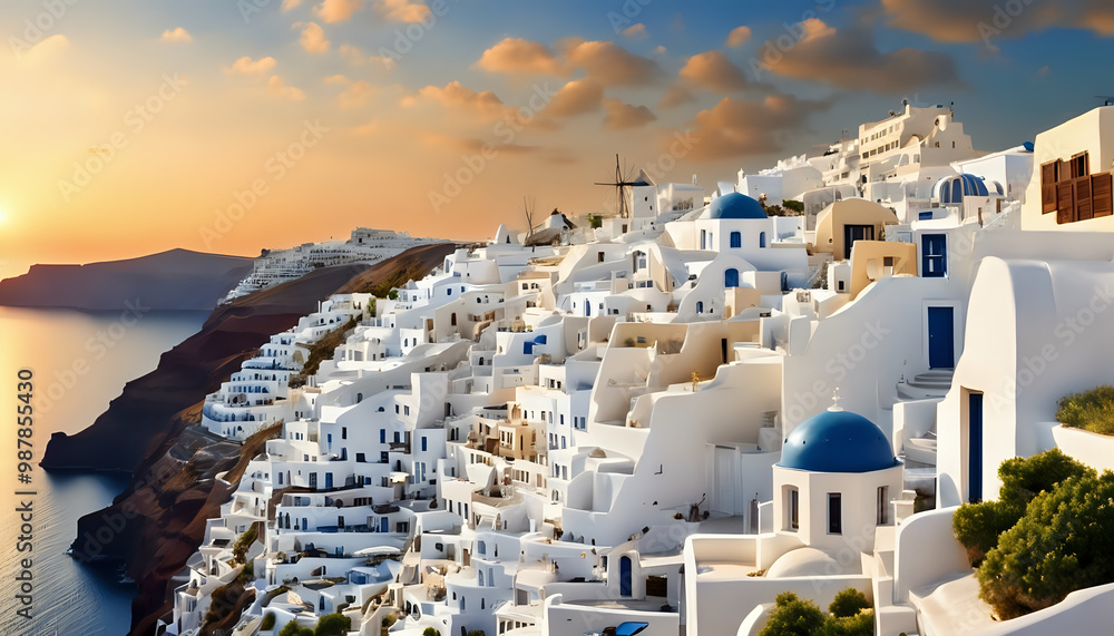 Fototapeta premium White tourist buildings of the Greek islands